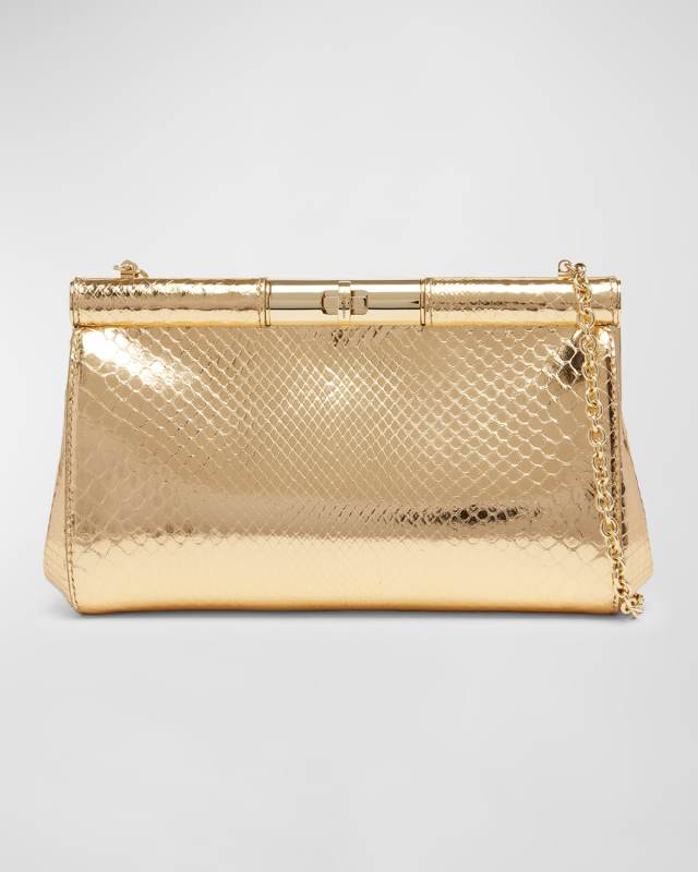Marlene Medium Metallic Python Clutch Bag