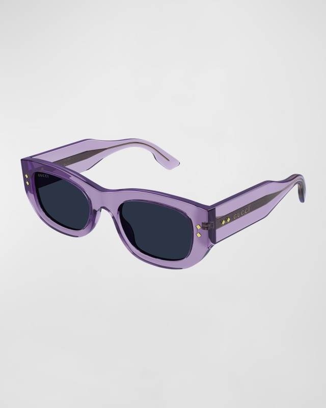 Embellished Rectangle Acetate Sunglasses
