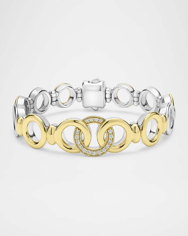 Signature Caviar Interlocking Diamond Taper Link Bracelet