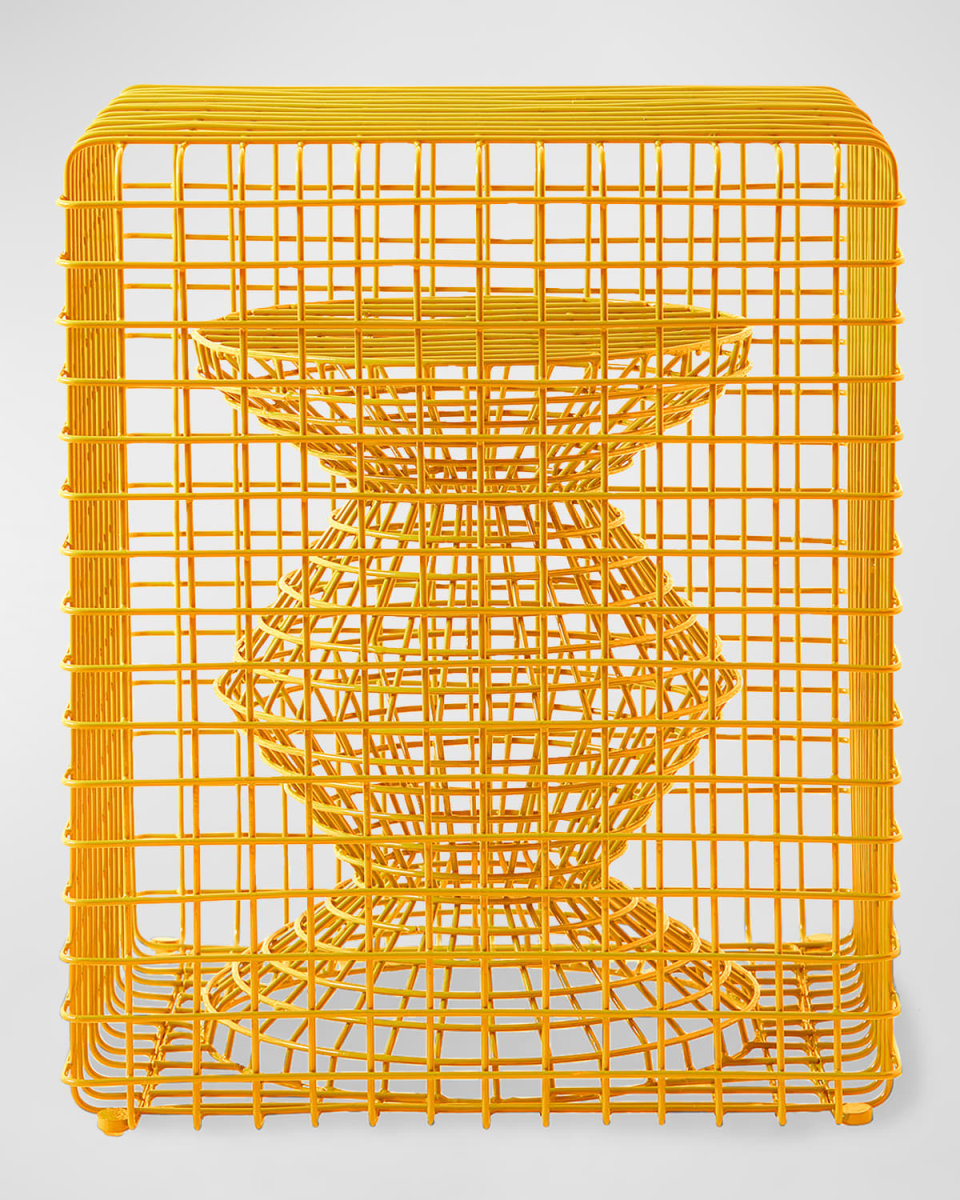 Zig Zag Wire Stool, Yellow