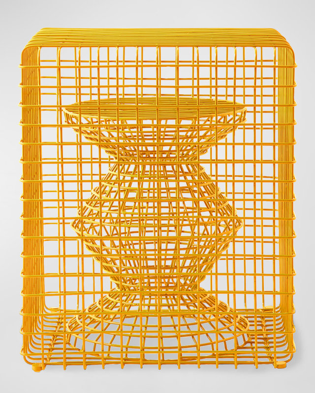 Zig Zag Wire Stool, Yellow