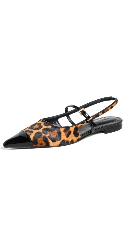 SIMKHAI Ada Printed Mini Buckle Flats Natural
