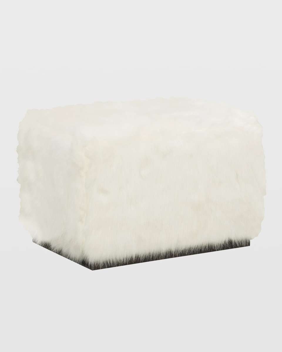 Merino Faux-Fur Cocktail Ottoman