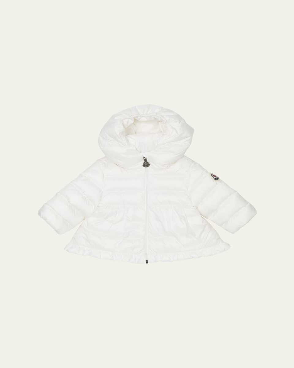 Girl's Odile A-Line Ruffle-Trim Coat, Size 3M-3