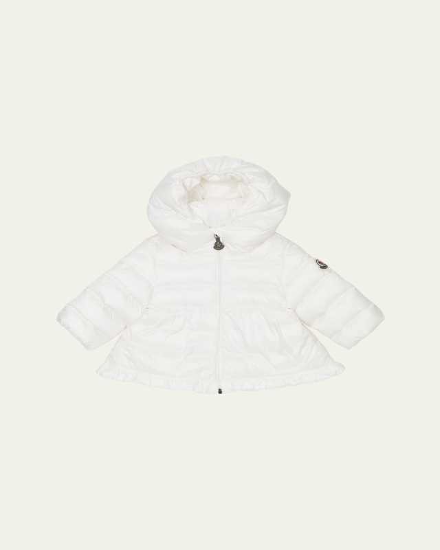 Girl's Odile A-Line Ruffle-Trim Coat, Size 3M-3