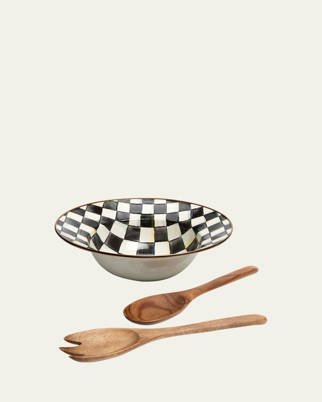 Courtly Check Enamel Salad Serving Set