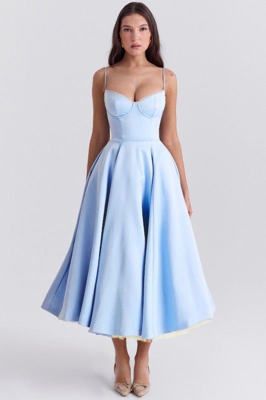 HOUSE OF CB Mademoiselle Cinderella Blue Tulle Midi Dress