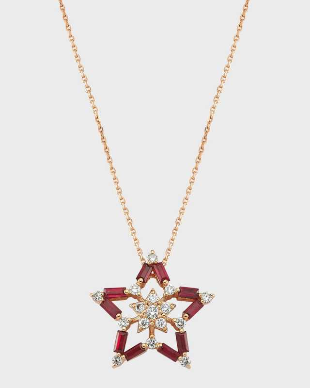 Sirius Diamond and Ruby Pendant Necklace