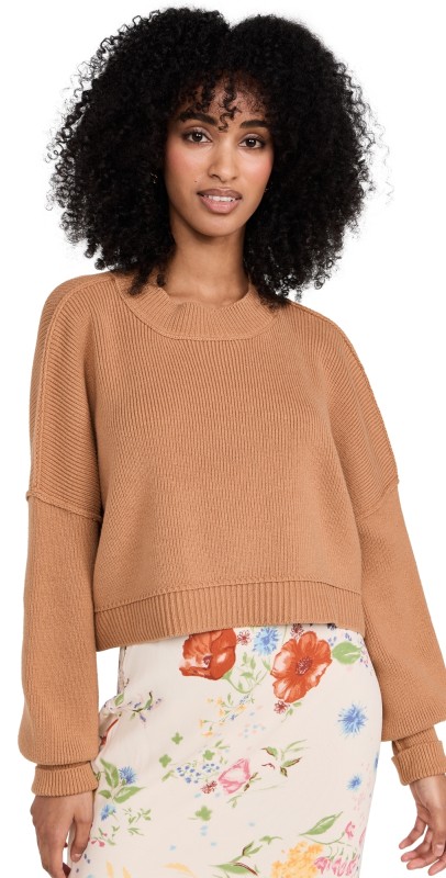 Free People Easy Street Crop Pullover Camel