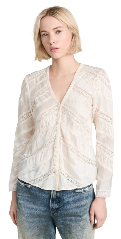 LoveShackFancy Tandra Top Antique White