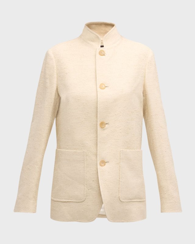 Iconic Spagna Wool Silk Single-Breasted Jacket