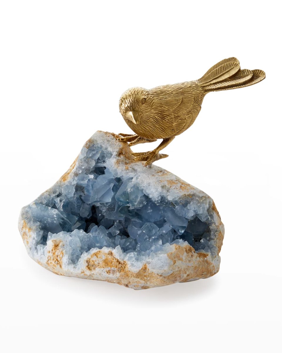 Bird On Celestite Rock II Decorative Accent