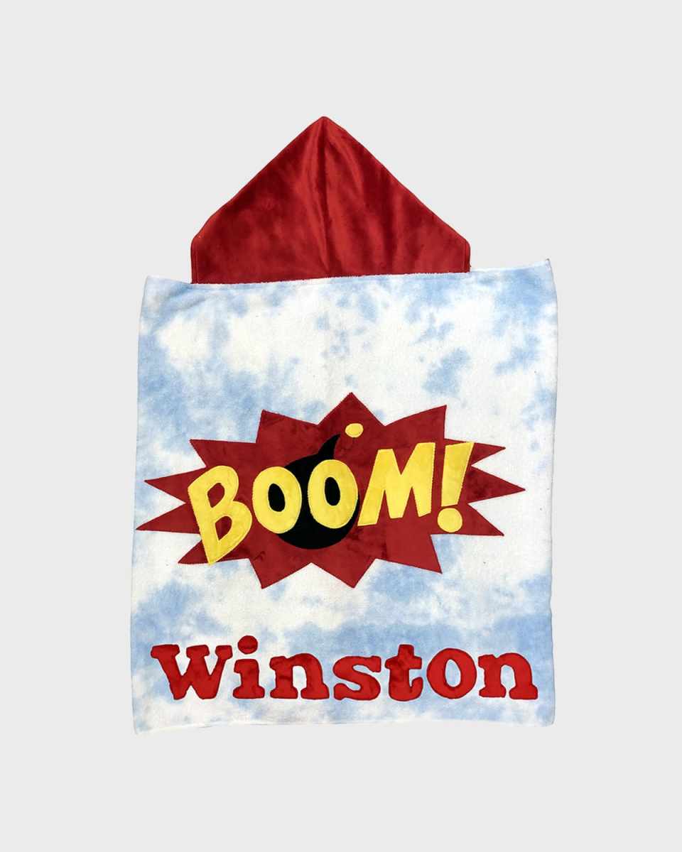 Kid's Boom Hooded Tie-Dye Towel, Personalized
