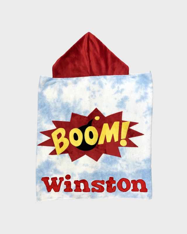 Kid's Boom Hooded Tie-Dye Towel, Personalized