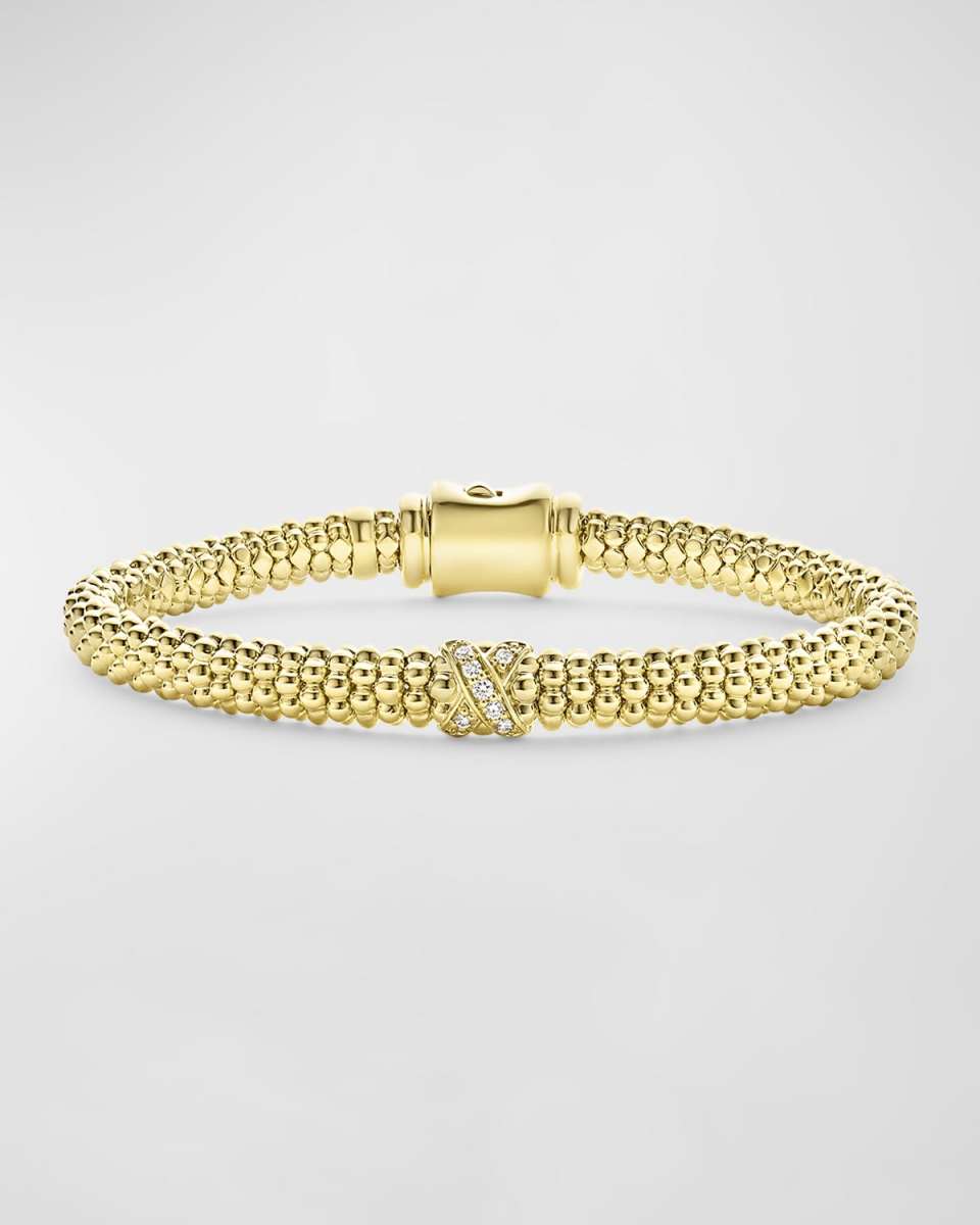 18K Embrace Diamond Single X 6mm Rope Bracelet, Size 7"L