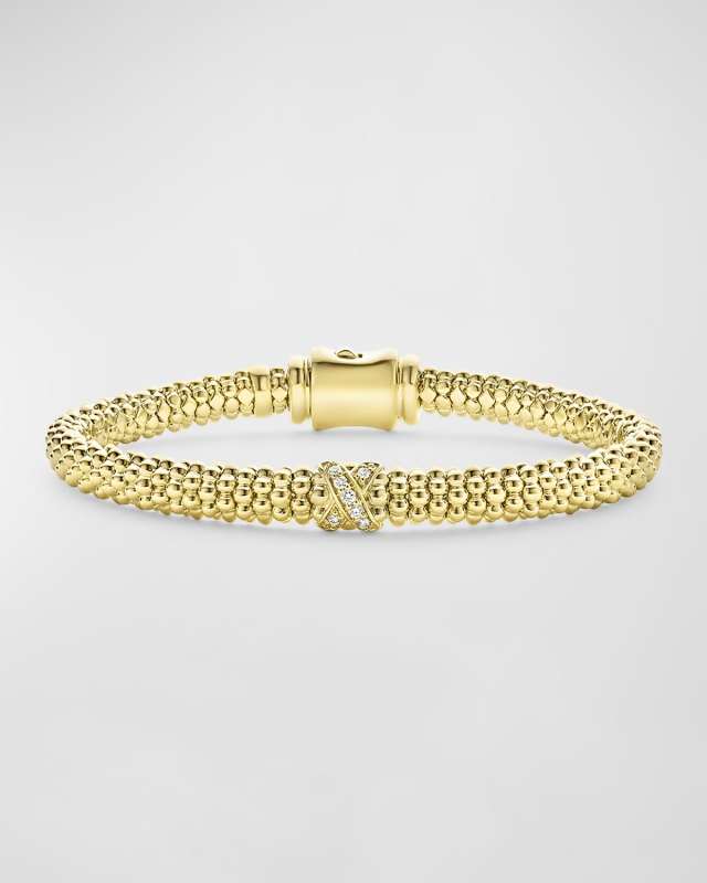 18K Embrace Diamond Single X 6mm Rope Bracelet, Size 7"L