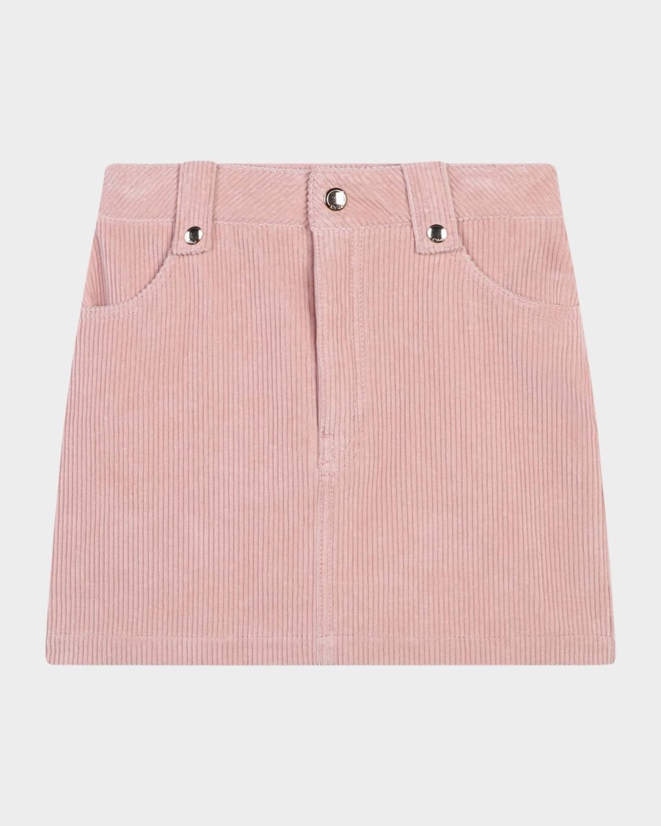 Girl's Corduroy Logo Embroidered Skirt, Size 8-14