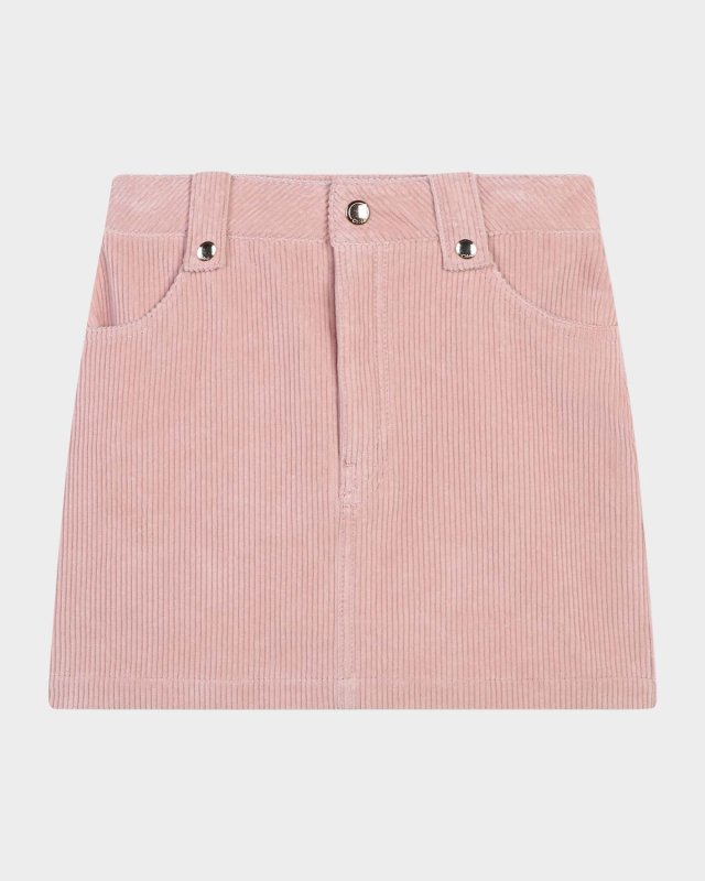 Girl's Corduroy Logo Embroidered Skirt, Size 8-14
