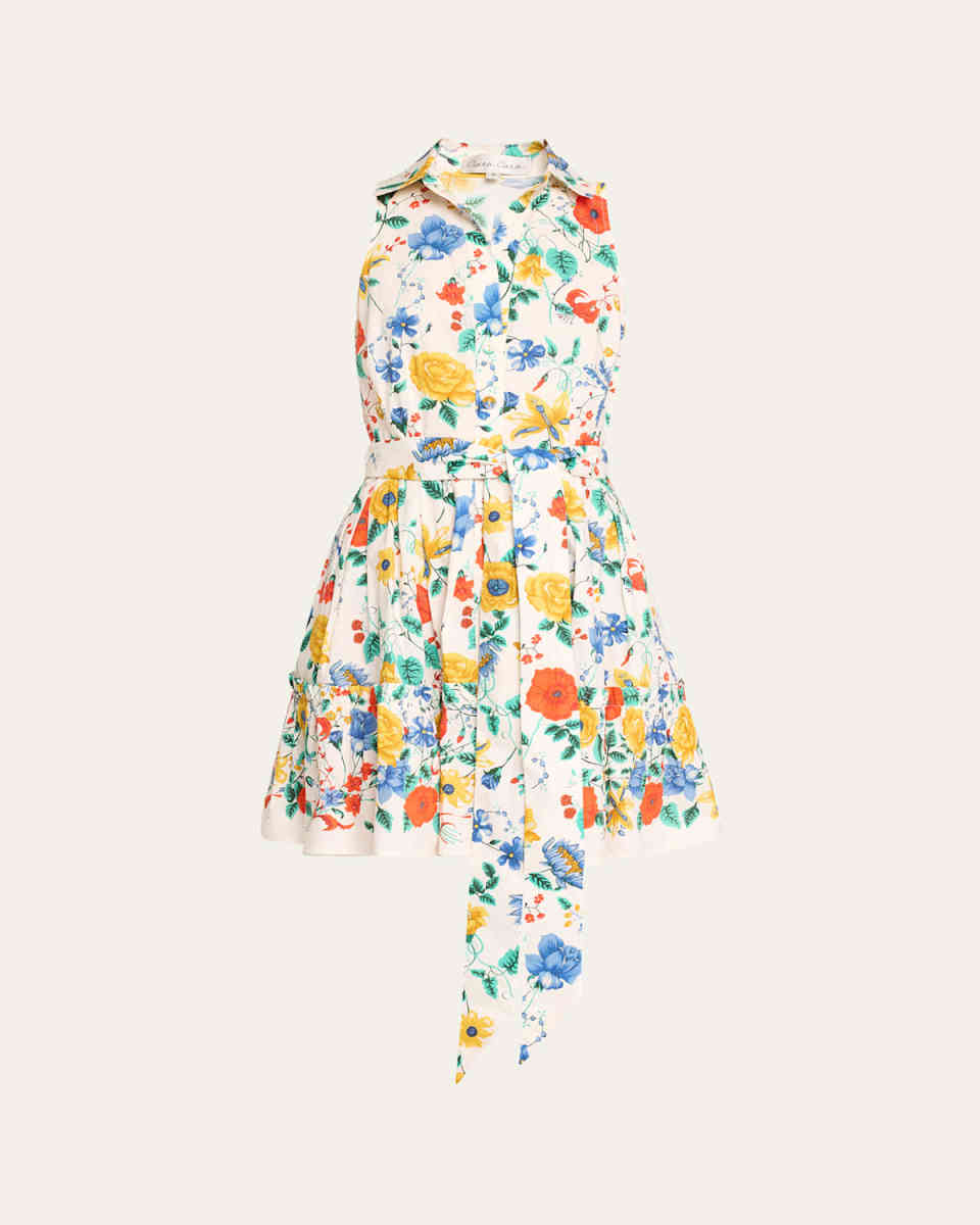 Hannah Floral Cotton Sleeveless Collared Mini Dress