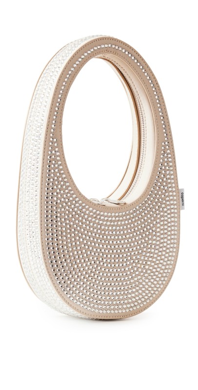 Coperni Crystal-Embellished Mini Swipe Bag Beige
