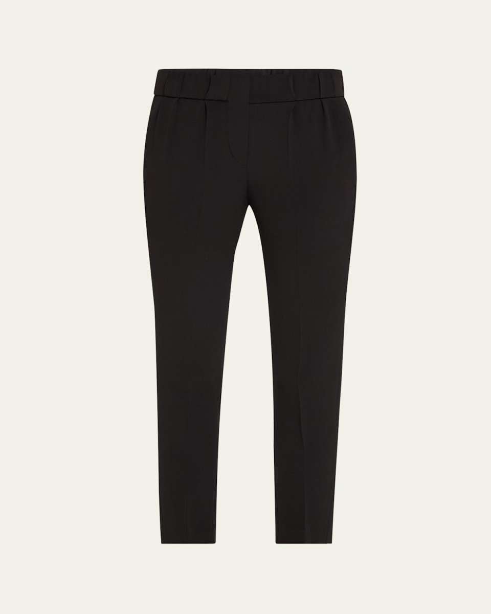 Pull-On Silk Crepe Pants