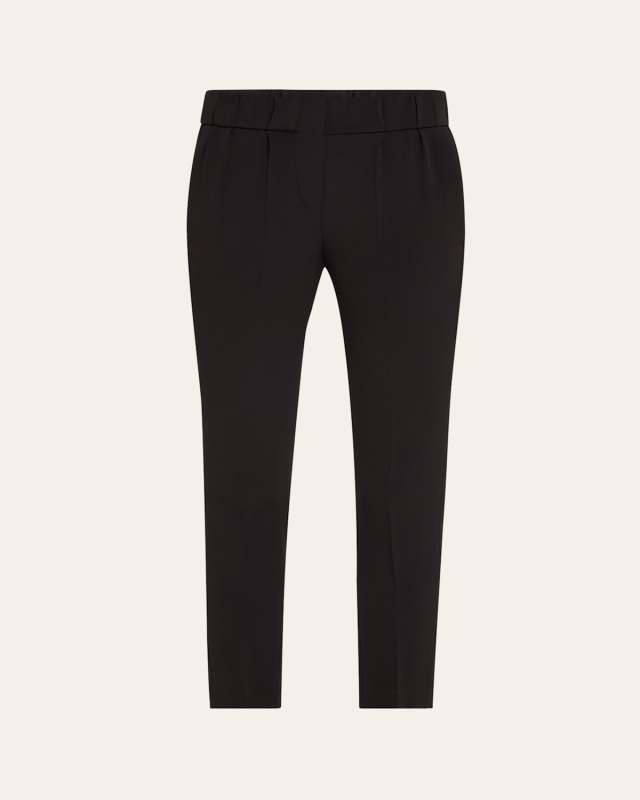 Pull-On Silk Crepe Pants