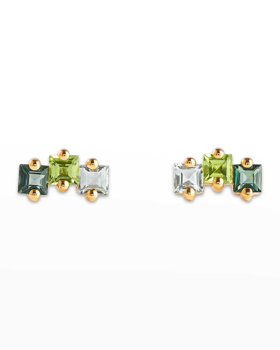 14K Yellow Gold Princess-Cut Earrings