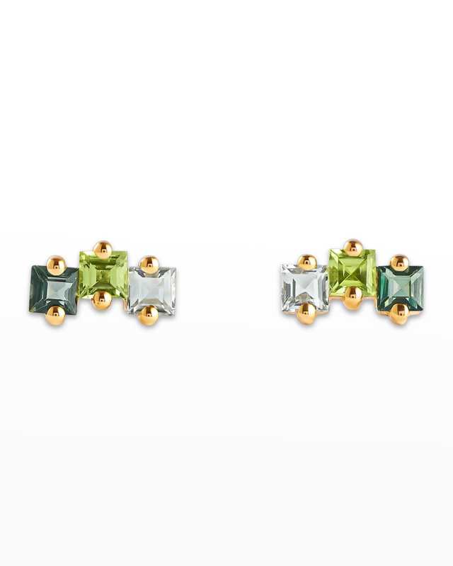 14K Yellow Gold Princess-Cut Earrings