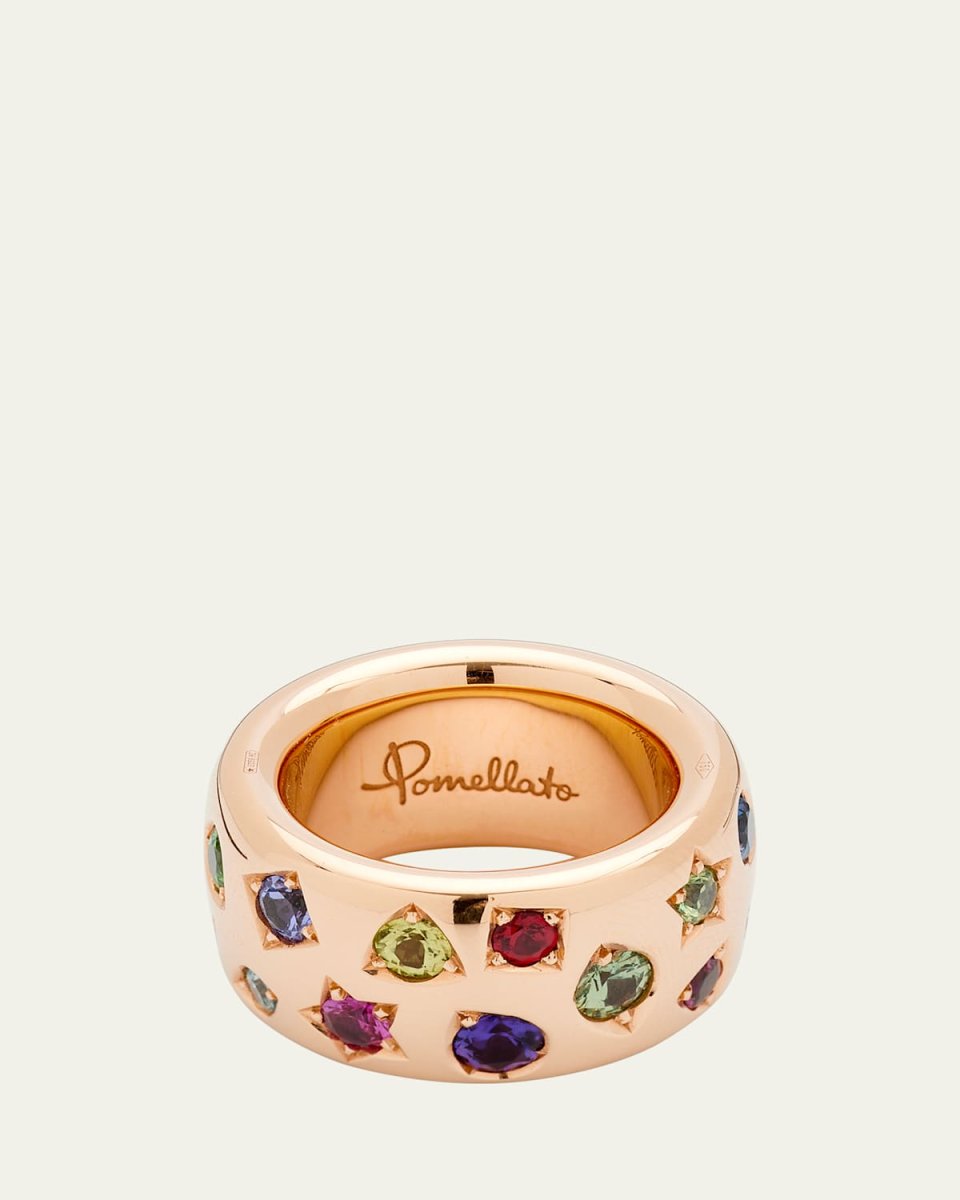 Iconica Maxi 18K Rose Gold Ring with Multicolor Gemstones