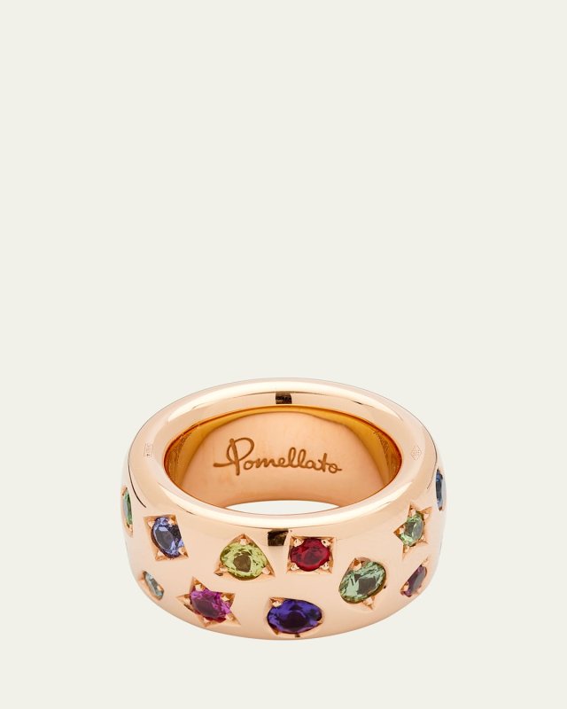 Iconica Maxi 18K Rose Gold Ring with Multicolor Gemstones