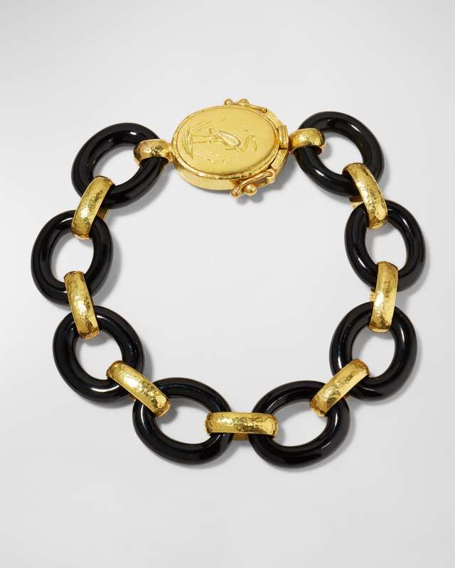 19K Gold and Black Jade Bracelet