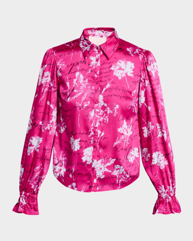 Fiona Warm Carnation Blouson-Sleeve Top