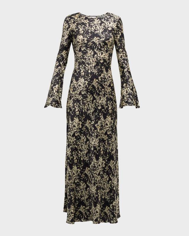 Floral Satin Maxi Dress