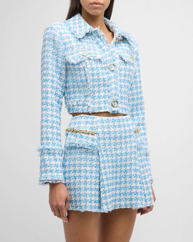 Maleah Houndstooth Tweed Jacket