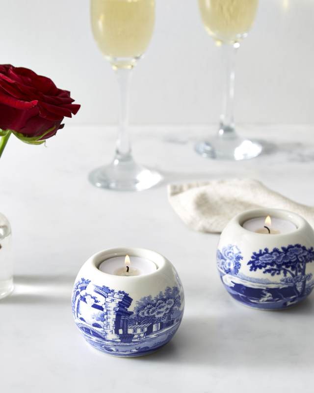 Blue Italian Tealight Holders, Set of 2