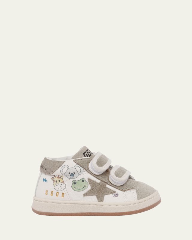 Kid's June Nappa Leather Suede Star Sneakers, Baby/Toddlers