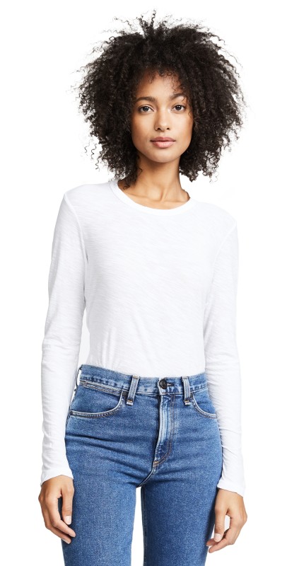 James Perse Long Sleeve Slub Crew Tee Black