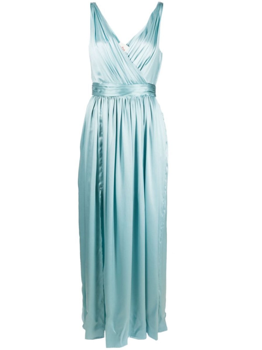 sleeveless silk long dress
