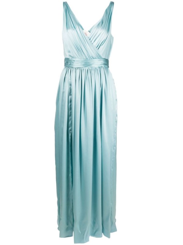 sleeveless silk long dress