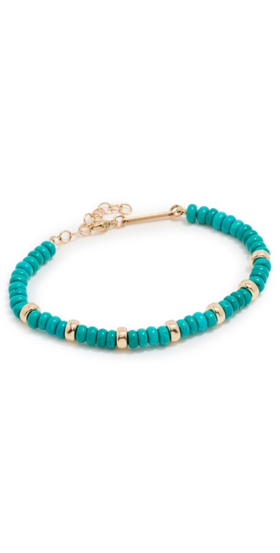 Zoe Chicco 14k Gemstone Beads Bracelet 14k Yellow Gold/Turquois