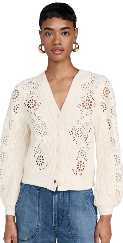 Sea Lainey Embroidery Cardigan Cream