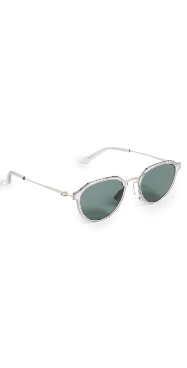 Bottega Veneta Thin Triangle Oval Sunglasses Grey/Silver/Gr