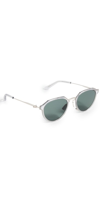 Bottega Veneta Thin Triangle Oval Sunglasses Grey/Silver/Gr