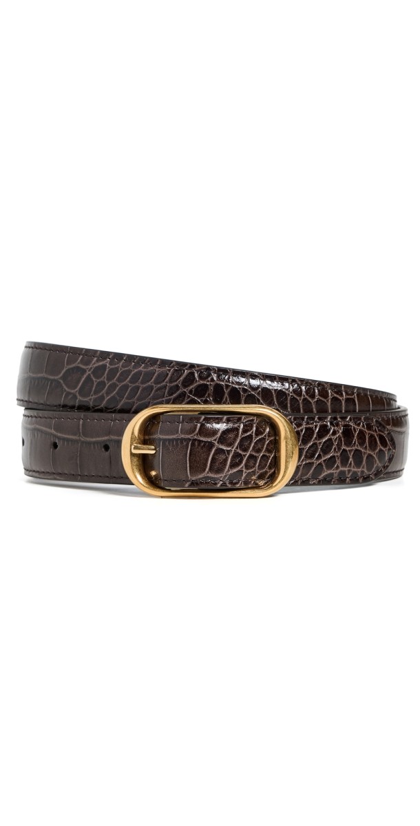 Nili Lotan Reine Embossed Croc Belt Espresso