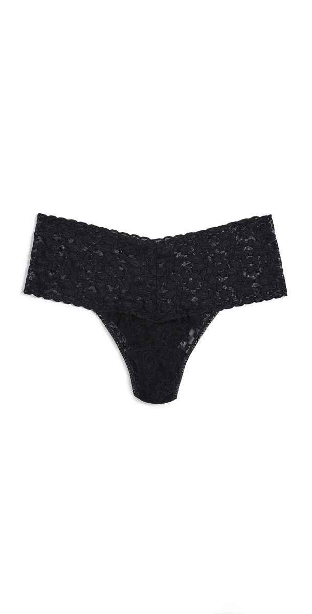 Hanky Panky Extended Size Retro Lace Thong Black
