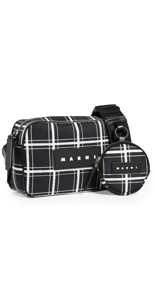 Marni Check Print Camera Bag Black