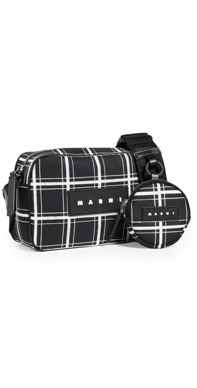 Marni Check Print Camera Bag Black