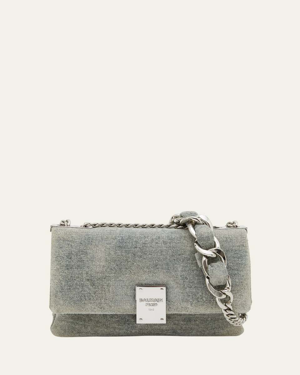 1945 Small Washed Denim Chain Shoulder Bag