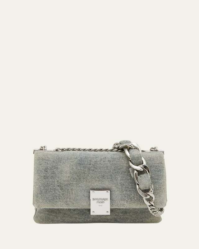 1945 Small Washed Denim Chain Shoulder Bag