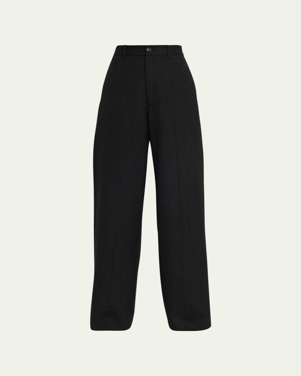 Johan Pinstripe Wide-Leg Wool Pants